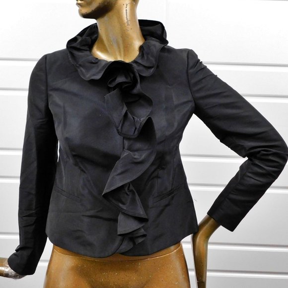 Valentino Red Black Ruffled Jacket sz S‎ - Picture 1 of 5